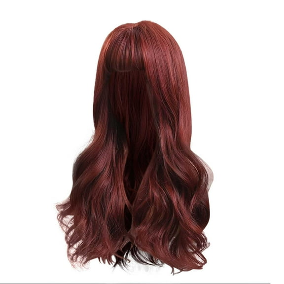 OVINYER Dark Red Wig Dark Red Wigs For Women Red Long Straight Layered Realistic Hair Natural Synthetic Heat Wigs