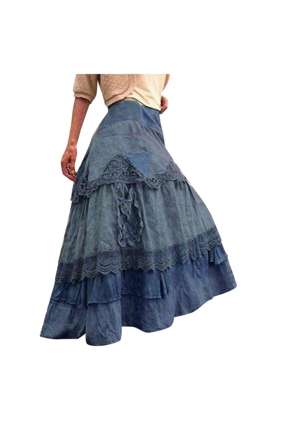 Dress Women Summer Boho Tiered Long Lace Skirt Maxi Net Flared Long Maxi Skirts For Women Charming Relaxed Fit