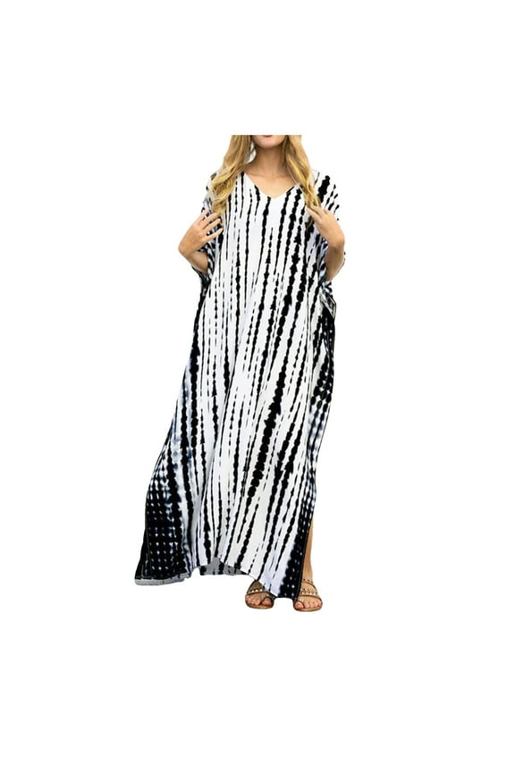 Dress Women Plus Size Kaftans Casual V-Neck Long Soft Beach Maxi For Summer Stylish Party Sundress