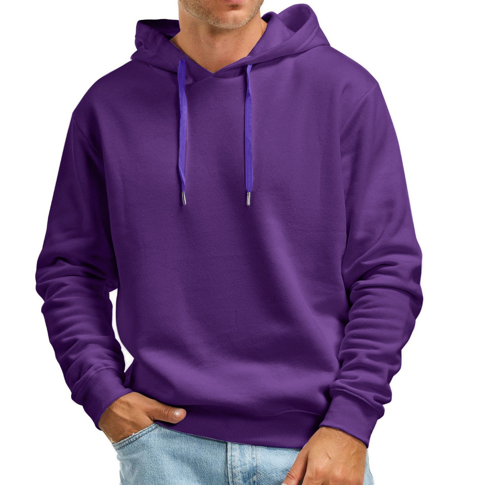 OVINYER Mens Sweatshirts Fall Winter Casual Solid Color Hooded No ...