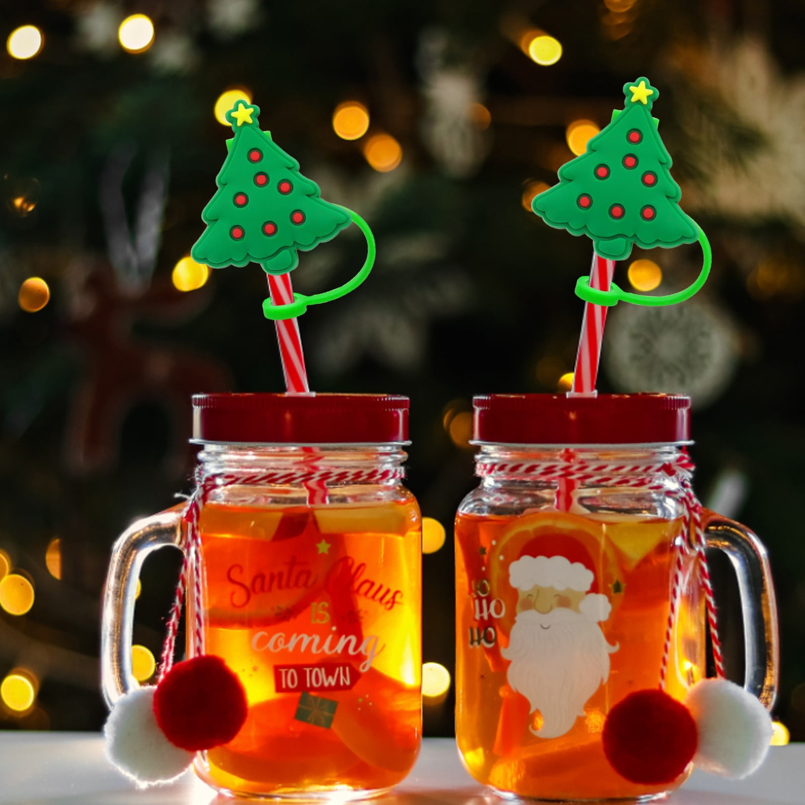 OVINYER Silicone Straw Caps Drinking Straw Straw Charms For Straws