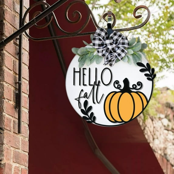 OVINYER Themed 3D Pumpkin Leaf Door Sign Wall Decor Rustic Farmhouse Style Decals
