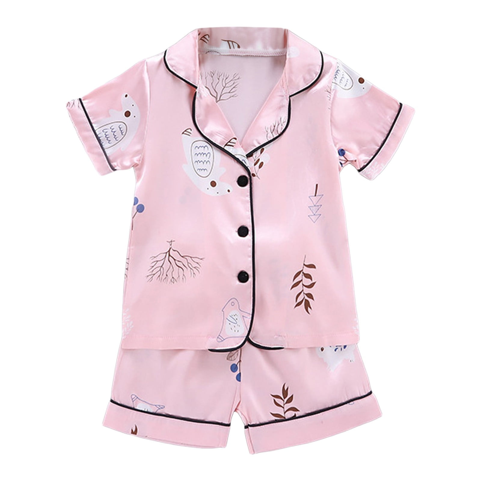 OVINYER Toddler Cartoon Pajamas Short Boy Girl Sleepwear Outfits Baby