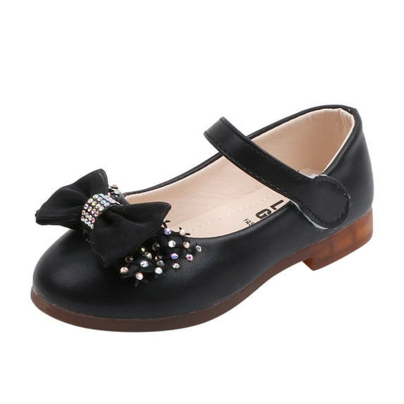 OVINYER Toddler Kids Girls Bowknot Dance Shoes Princess Leather Shoes Casual Cute Prewalker Footwear Fashion Cozy First Walkers