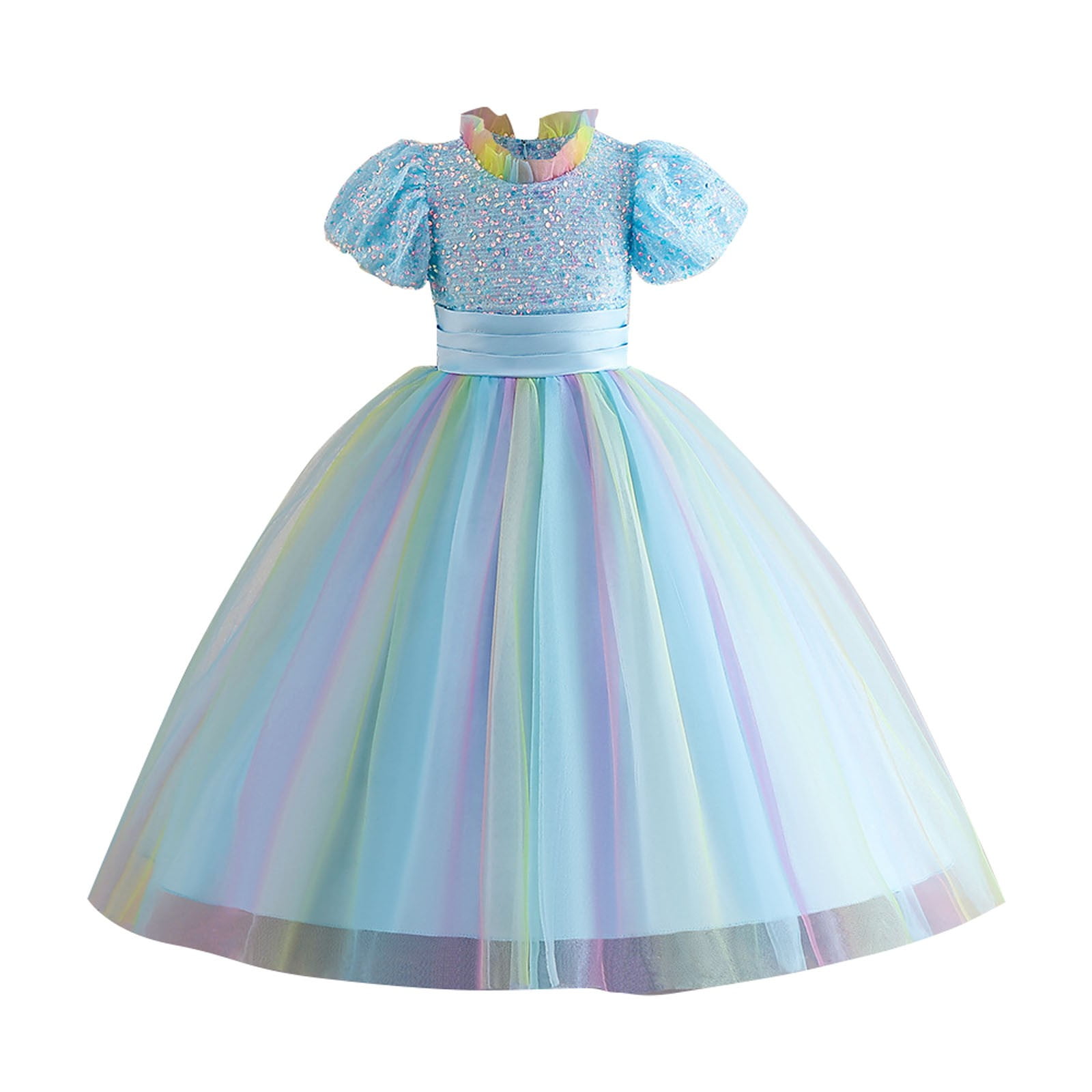 OVINYER Toddler New Flower Girl Princess Dress Sequin Mesh Puffy — free download