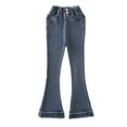 thumbnail image 1 of OVINYER Toddler Tollder Girl High Elastic Waist Flare Leg Pants Relaxed Fit Long Bell Bottom Jeans Trousers Baby Children Kids Trendy Dailywear, 1 of 9