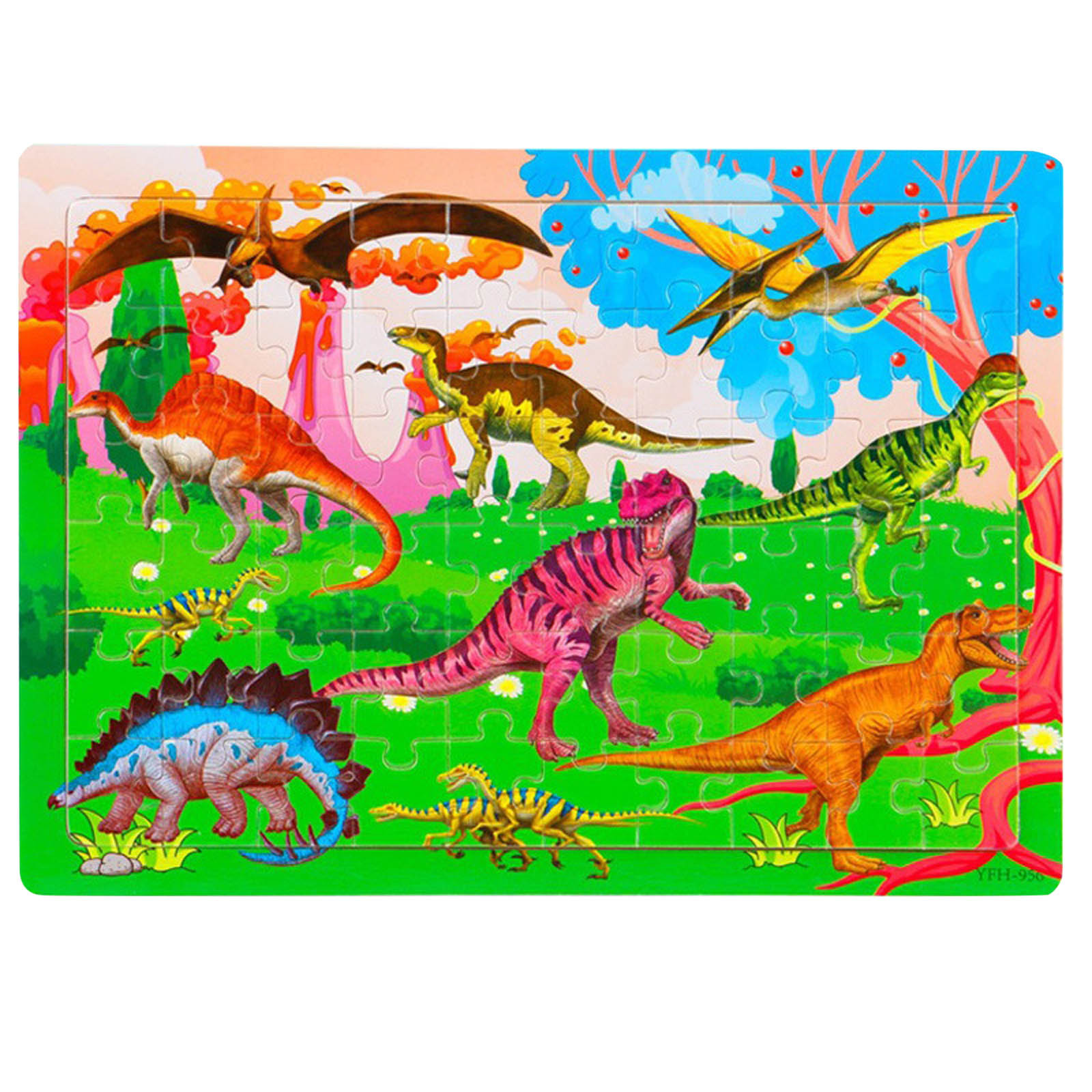 Ovinyer Wooden Dinosaur Animal Large Puzzle Children's Wooden Toy 