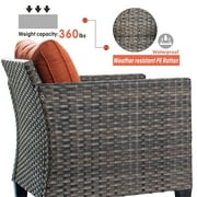 OVIOS 2-piece Outdoor High-back Wicker Single Chairs Red/Orange