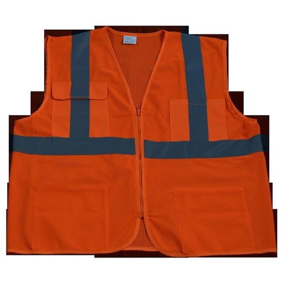 OVM24-4X-5X Safety Vest Ansi Class 2 All Mesh 4-Pocket, Orange - 4X & 5X