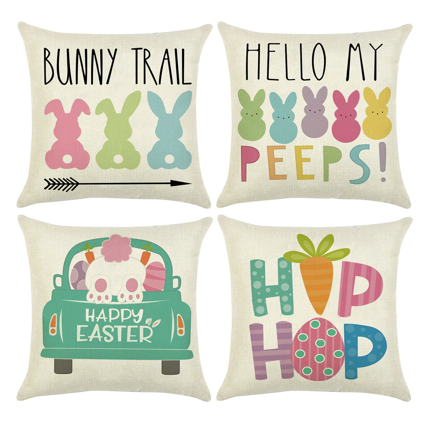 OVNVUSKG Easter Rabbit Throw Pillow Covers 18 X 18 Inch Easter Bunny