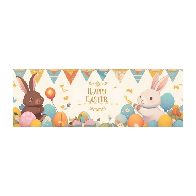 OVNVUSKG Easter Table Flag Rabbit Egg Table Decoration Tablecloth