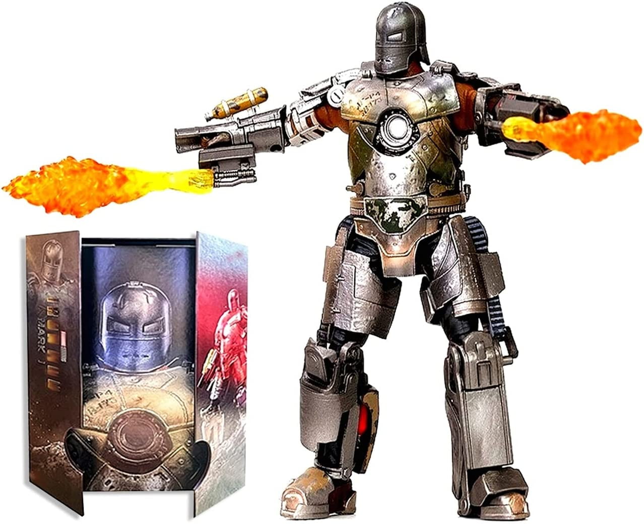 OVONNI 7 Inch Ironman MK1 Action Figure,Exquisite Painting Collectible Figure with Lots of Accessories (1/10 Scale)