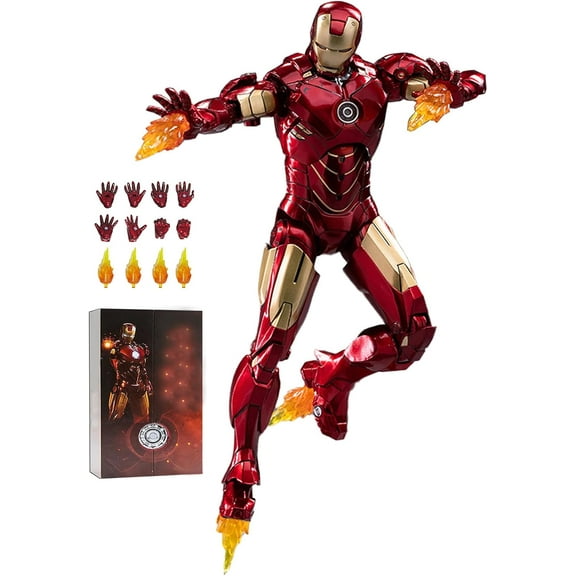 OVONNI 7 Inch Ironman MK4 Action Figure,Exquisite Painting Collectible Figure with Lots of Accessories (1/10 Scale)