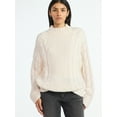 thumbnail image 1 of Scoop Women’s Oversized Cable Knit Sweater, Midweight, Size XS-XXL, 1 of 6
