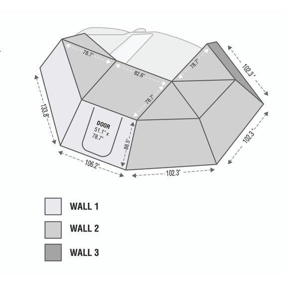 OVS Nomadic Awning 270 Side Wall 3 Dark Gray With Storage Bag Driver 18119909