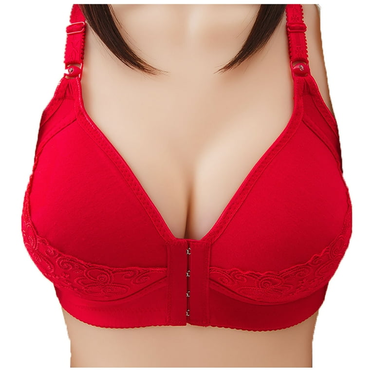 OVTICZA Women's Comfort Padded Underwire Bra Lift Up Constant Push Up  Plunge Bra Front Closure Bras Red 44