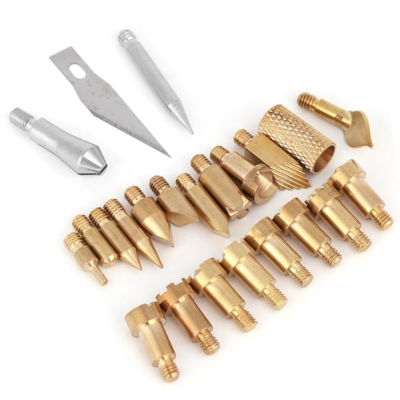 OVTSC 23PCS Craft Wood Burning Pen Tips Stencil Soldering Pyrography Set for Carving 0.15 inches / 3.7mm