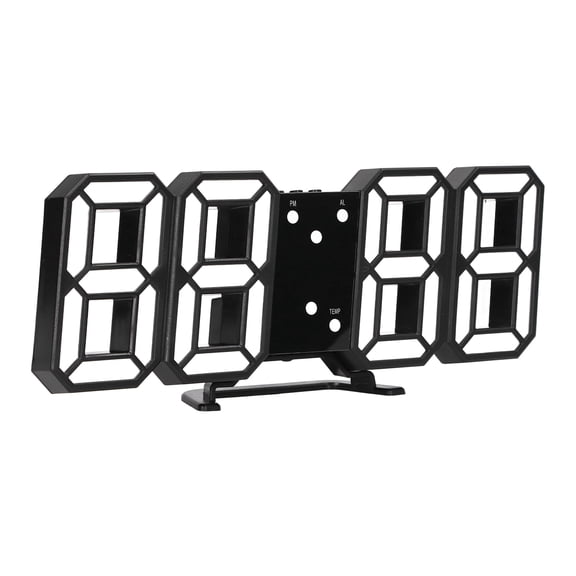 OVTSC 3D LED Digital Wall Clock Intelligent Time Date Temperature Display Automatic Brightness Adjustment Decorative Clock Black/Red 9.84 inches / 25.0 cm