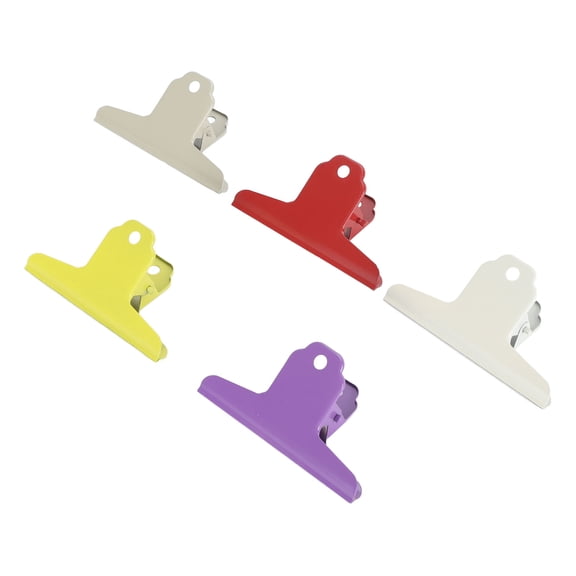OVTSC 5pcs Colorful Metal Bull Hinge Clips Wall Hanging Heavy Duty Sturdy Spring Large Binder Paper Clips (3.9 inches / 10 cm)
