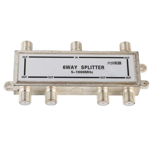 OVTSC 6 Way Coaxial Cable Splitter 5-1000MHz Bi-Directional Digital CATV TV Antenna Signal Splitter, Premium Zinc Alloy, Silver