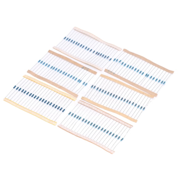 OVTSC 600Pcs 1/4W Resistor Kit 5 Color Ring Metal Film Resistor Assortment 1% Accuracy 10 Ohm - 1M Ohm Ceramic Through Hole Resistors Component Set