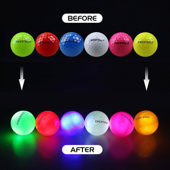 OVTSC 6pcs LED Glowing Golf Balls Luminous Night Practice Golf Balls Multicolor
