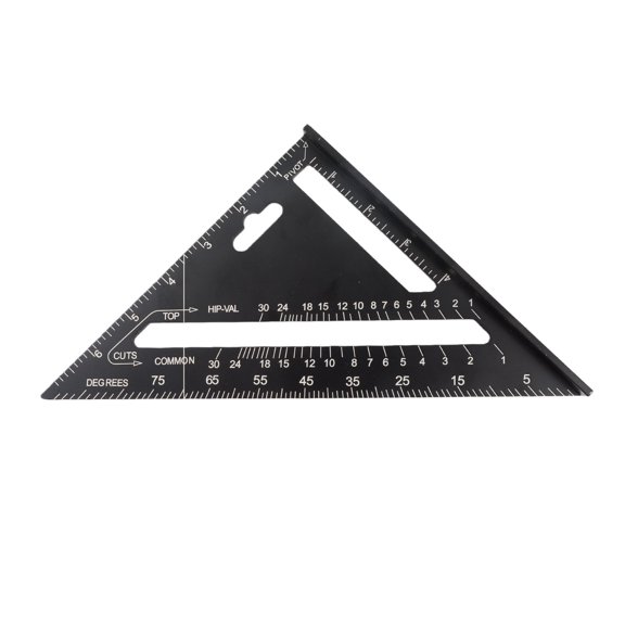 OVTSC 7 inches / 17.78 cm Triangle Ruler Carpenter Square, Aluminum Alloy Portable Woodworking Measuring Tool, Metal Layout Tool for DIY, Framing, and Roofing, Accurate 90 Degree Angle