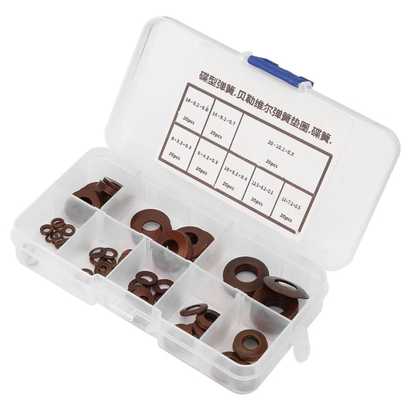 OVTSC 8 Sizes Belleville Compression Spring Disc Washer Gasket Assortment Heavy Duty Steel Hardware Washers Set, 6 * 3.2 * 0.3 to 20 * 10.2 * 0.8 cm / 2.4 * 1.3 * 0.1 to 7.9 * 4.0 * 0.3 inches