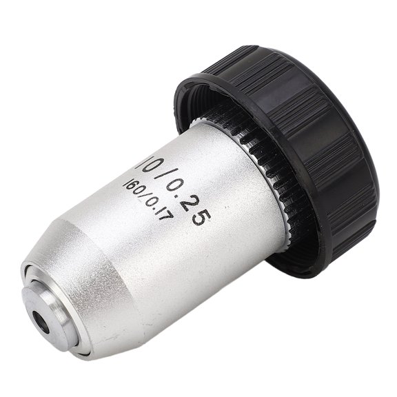 OVTSC Achromatic Objective Lens 10X Brass Chrome Plated RMS Interface Microscope Objective Lens, Length 3.94 inches / 10.00 cm