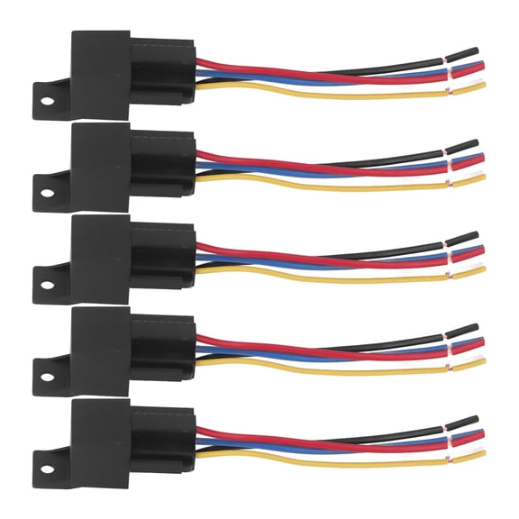 OVTSC Automotive Relay 5Pcs 12V 40A 5 Pin Pure Copper ABS Shell Stable Tidy Connection Car Relay JD1914, 7.87 inches / 20.00 cm Overall Length, Black Color