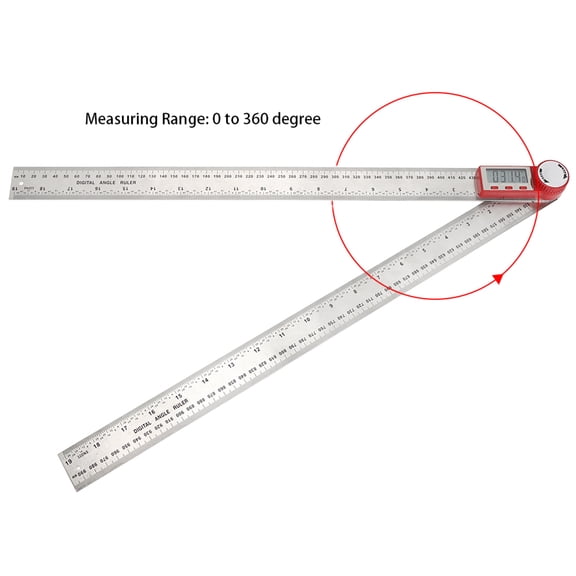 OVTSC Digital Angle Ruler, Stainless Steel Electronic Protractor, 360 Degree Measuring Tool, 0-500mm / 0-19.69 inches, Built-in Battery