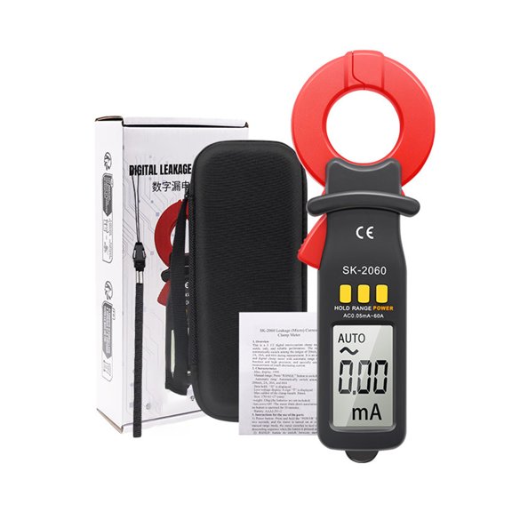 OVTSC Digital Clamp Meter 60A Range AC/DC Current Leakage Tester 1999 Counts Auto Range Hold Ammeter Professional Micro Current Detector Tool SK2060 (1.18 inches / 30 mm Jaw)