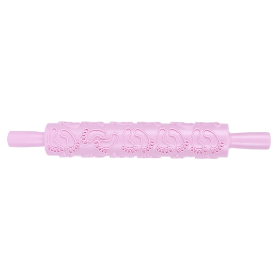 OVTSC Fondant Rolling Pin Tool Plastic Embossing Roller Baking Pastry Cake Decorating Supplies Feet Pattern 14.5 inches / 37 cm
