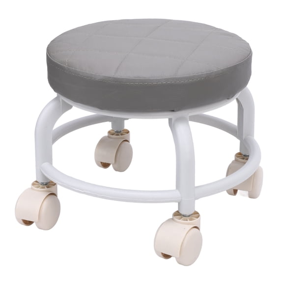 OVTSC Gray Low Rolling Stool Portable Soft Padding Mini 360 Degree Swivel Shoe Stool with Smooth Wheels for Kids and Adults Comfortable Multi Purpose Footstool 13.39 inches / 34 cm
