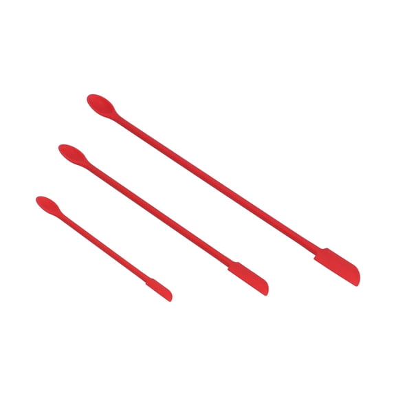 OVTSC Long Silicone Double Headed Mini Spatula 3-Piece Set - Red Small Flexible Rubber Scraper for Cake, Jam, Cream, Cooking, Kitchen and Narrow Makeup Bottles (12 inches / 30.5 cm)