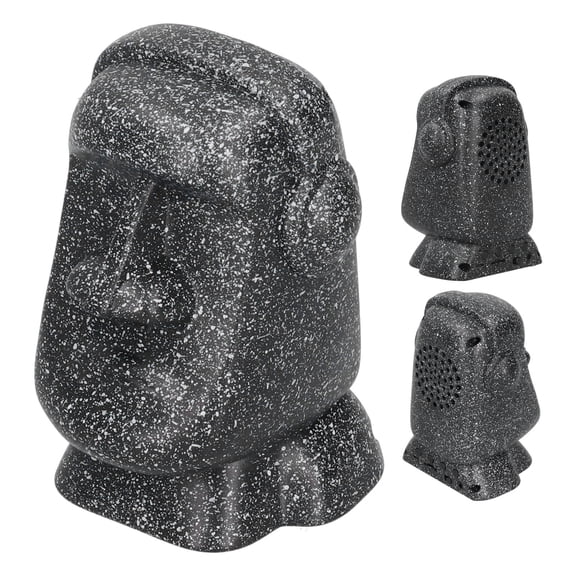 OVTSC Moai Stone Statue Bluetooth Speaker Wireless Portable Subwoofer USB Charging Stereo Loudspeaker with Built-In 600mAh Polymer Lithium Battery for Home Audio Entertainment Black