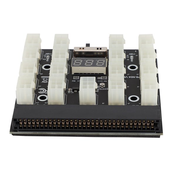 OVTSC PCI E 17 Port 6-Pin 12V Mining Server Power Supply Adapter Converter Board with LED Display, High Output GPU Breakout Board for DPS-1200FB, Compact 5.12 inches / 13 cm Design
