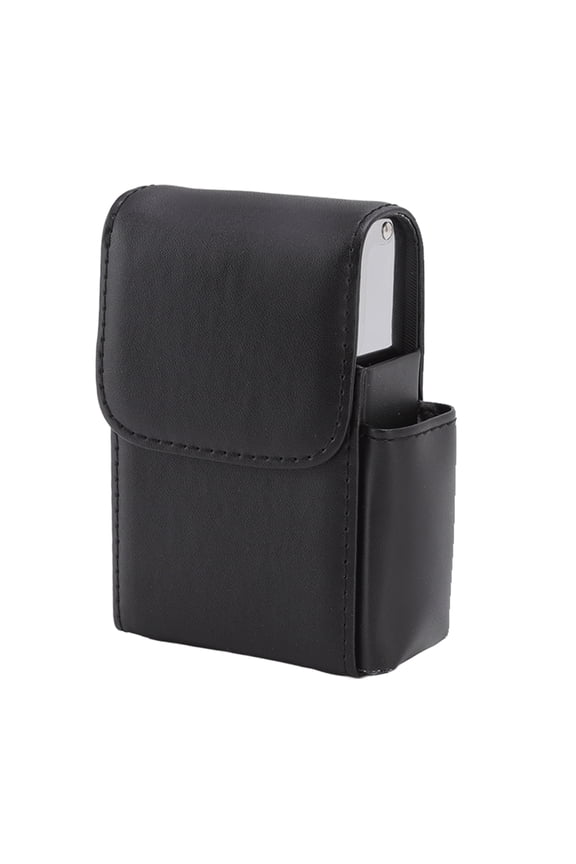 PU Cigarette Case with Lighter Holder 20 Packs Wallet Design Slim Pocket Size, 3.3x1.4x4.3 Inches / 8.5x3.5x11 CM Stainless Steel Shell Smooth Edge Smoke Tools for Men Gift