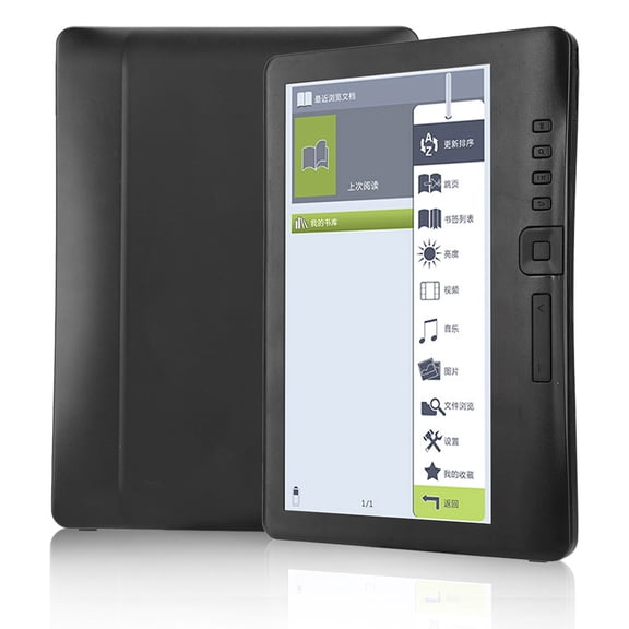 OVTSC Portable 7 Inches E-Book Reader with Ultra-Clear TFT LCD Glare-Free Screen, Built-in 8GB Storage Memory, High Capacity 2100mAh Battery and Included Premium Protective Leather Case Black