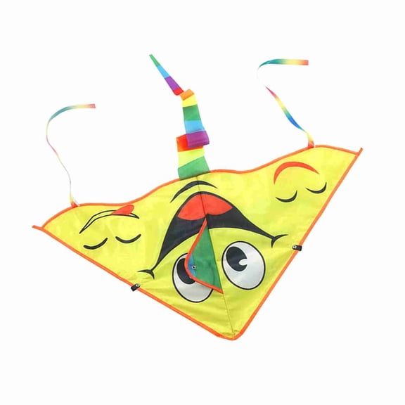 OVTSC Portable Children Triangle Shape Cartoon Kite Smile Pattern Toy Kites for Family Outdoor Play, High HD Heat Printing Vibrant Flying Toy for Park Beach Grassland, 36.6 x 31.3 Inches