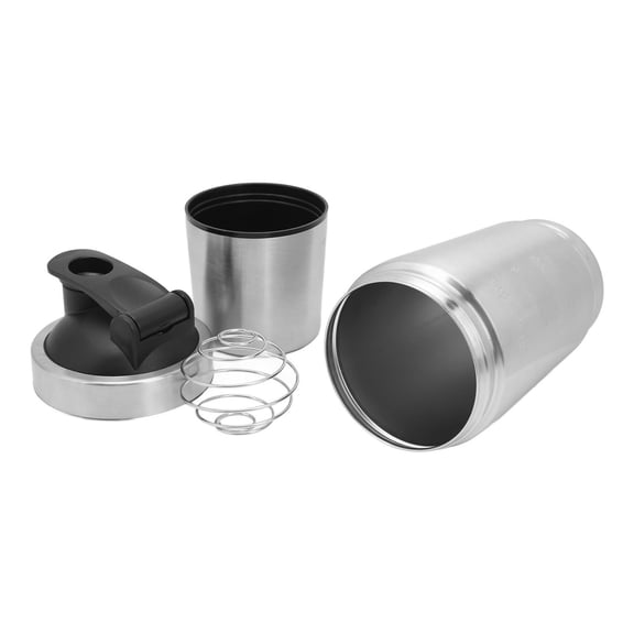 OVTSC Portable Stainless Steel Protein Shaker Bottle with Measurement Scale, Double Section Mixes Shaker Cup for Gym Lovers and Teenagers, Included Mixing Ball, 20 oz / 591 ml Capacity, Silver Color