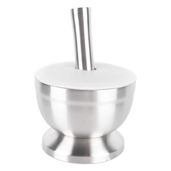 OVTSC Premium 18/8 Stainless Steel Mortar and Pestle Set with Silicone Lid, Heavy Duty Garlic Crusher & Spice Grinder for Kitchen, Split Large Rustproof Herbs Bowl (12x2x9 inches / 30.5x5.1x22.9 cm)