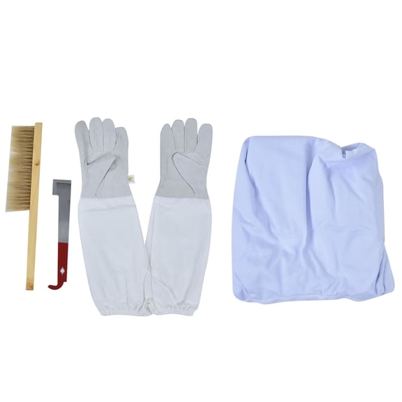 OVTSC Premium Beekeeping Suit Set with Professional Ventilated Jacket, Cowhide Protective Gloves, Heavy Duty Stainless Steel Hive Scraper, and Natural Wood Bee Brush Kit for Beekeepers (Size XXL)