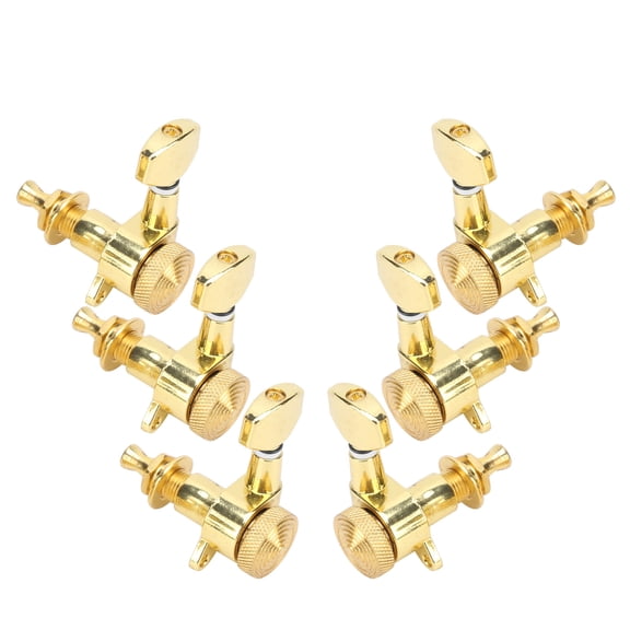 OVTSC Premium Locking Guitar String Tuning Pegs Set, Professional Metal Sealed Tuner Machine Heads, Gold Finish Tuning Keys Kit for Electric & Acoustic Guitar, 3 Left 3 Right (0.7 inches / 17.5 mm)