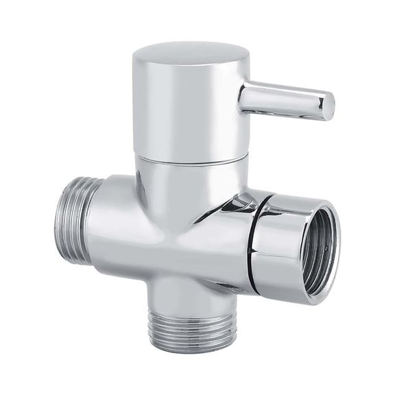 OVTSC Premium Solid Brass 3-Way T-Shape Shower Diverter Valve With Shut-Off Function Chrome Finish G1/2 Inch Adapter For Handheld Bidet Sprayer And Bathroom Toilet Plumbing Systems