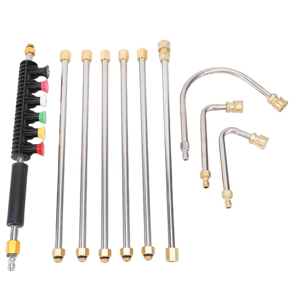 OVTSC Pressure Washer Extension Wand Kit 6 Nozzle Tips 30 90 Degree U Shaped Curved Rods Power Washer Lance Attachment 4000 PSI