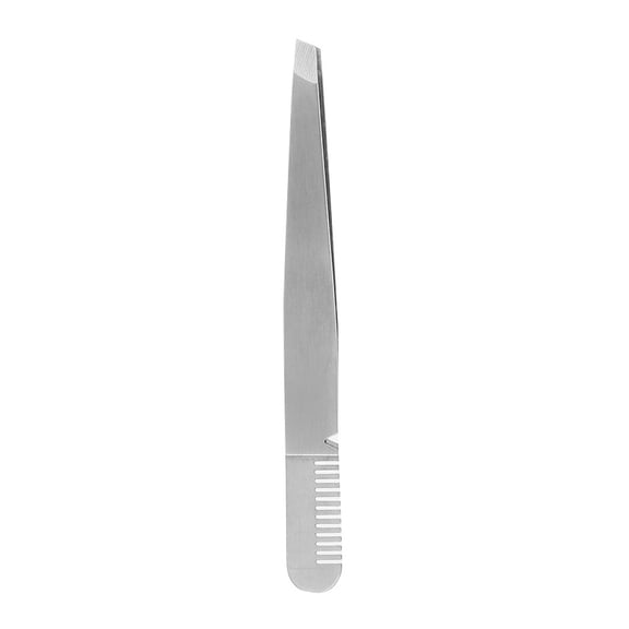 OVTSC Professional Slanted Tip Eyebrow Tweezers with Built-in Comb, Premium Stainless Steel Precision Facial Hair Removal Clips for Makeup & Beauty Routine (4.0 x 0.4 inches / 10.2 x 1.0 cm)
