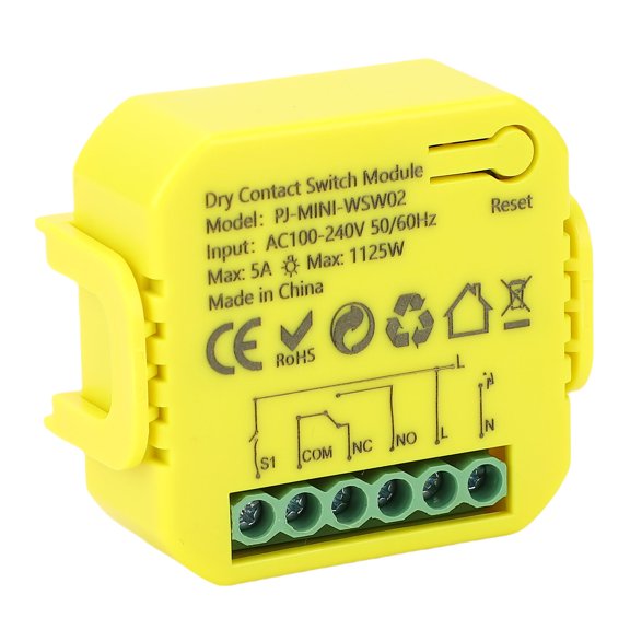 OVTSC Smart WiFi Relay Switch Module Dry Contacts AC 100-240V / DC 12-24V Wireless Control Automation Receiver for Household Appliances Light Tuya App Control Remote Timer Button 5A LED 150W