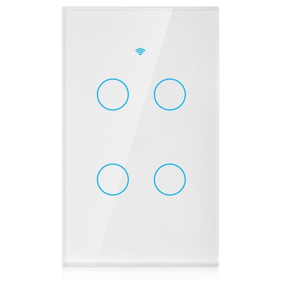 OVTSC Smart WiFi Touch Screen Switch Single Circle for 4-Way AC 95-250V, Works with Alexa and Google Assistant, White Finish Home Improvement Light Switch