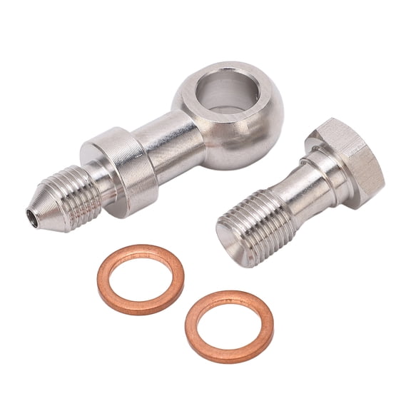 OVTSC Stainless Steel M10x1.0 Banjo Bolt Kit with 1.5mm Restrictor and Hose Barb Washer Set for Turbo Oil Feed, Brake Clutch Line, Coolant and Power Steering System (M10x1.0 / 0.39 inches)